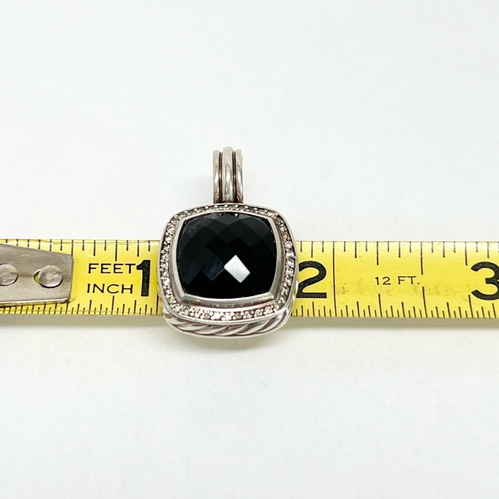 David Yurman 14mm Black Onyx Pave Diamond Albion Enhancer Pendant .925 - Picture 10 of 10